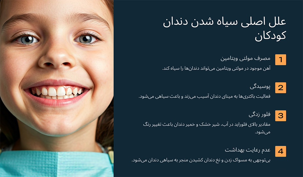 7 علت اصلی سیاه شدن دندان کودکان